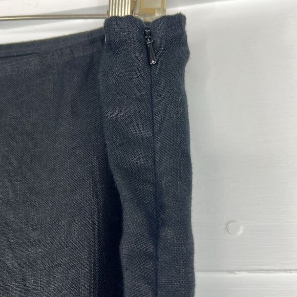 Eileen Fisher Wide Leg Cropped Pants 100% Irish Linen Black Size M - Picture 4 of 12